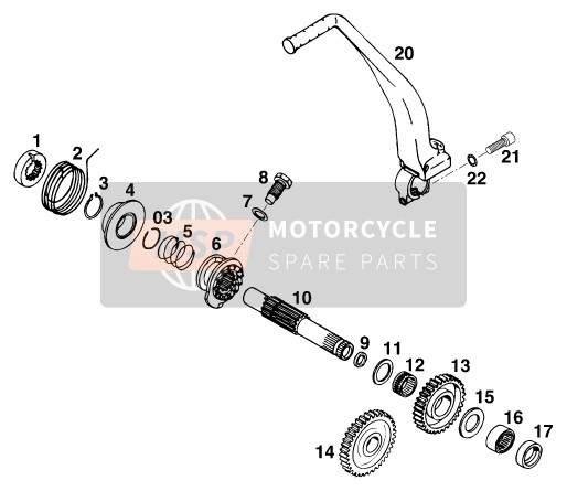 KTM 640 DUKE-E GB 1998 KICKSTARTER für ein 1998 KTM 640 DUKE-E GB