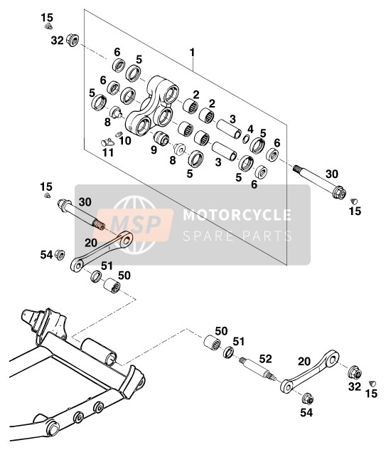 KTM 640 DUKE-E Europe 1998 PRO HEBELVERBINDUNG für ein 1998 KTM 640 DUKE-E Europe