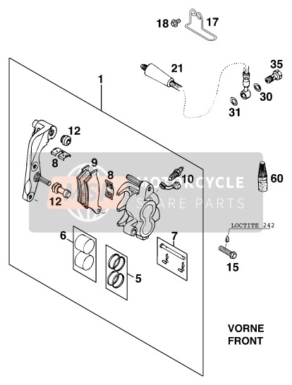 KTM 640 ADVENTURE-R Australia 2000 Front Brake Caliper for a 2000 KTM 640 ADVENTURE-R Australia