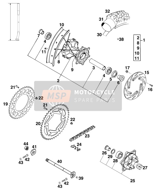 KTM 640 ADVENTURE-R D Europe 1998 Rear Wheel for a 1998 KTM 640 ADVENTURE-R D Europe