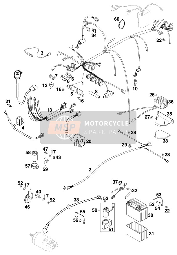 KTM 640 ADVENTURE-R D Europe 1998 Wiring Harness for a 1998 KTM 640 ADVENTURE-R D Europe