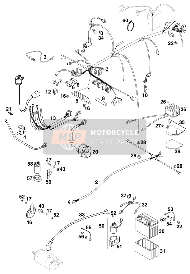 KTM 640 ADVENTURE-R D Europe 1998 Faisceau de câblage pour un 1998 KTM 640 ADVENTURE-R D Europe