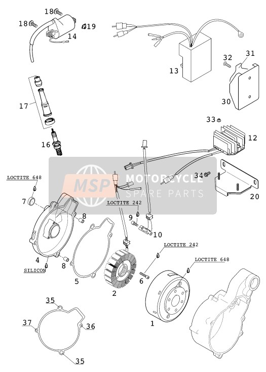 KTM 640 ADVENTURE-R Europe 2001 Ignition System for a 2001 KTM 640 ADVENTURE-R Europe