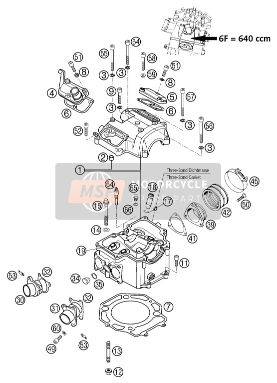 KTM 640 ADVENTURE-R GB 2002 Cylinder Head for a 2002 KTM 640 ADVENTURE-R GB