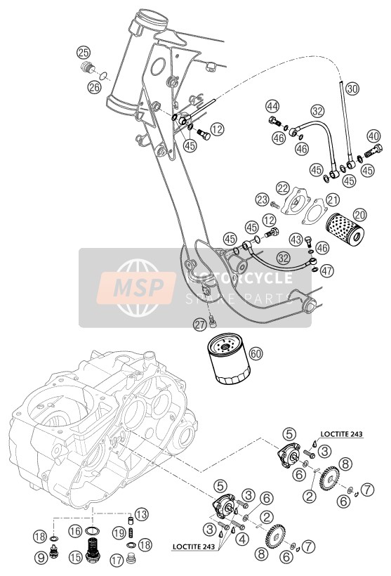 KTM 640 ADVENTURE-R Europe 2004 Système de lubrification pour un 2004 KTM 640 ADVENTURE-R Europe