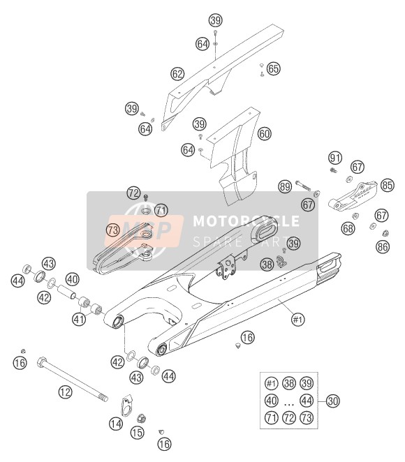 KTM 640 ADVENTURE-R Europe 2004 Swing Arm for a 2004 KTM 640 ADVENTURE-R Europe