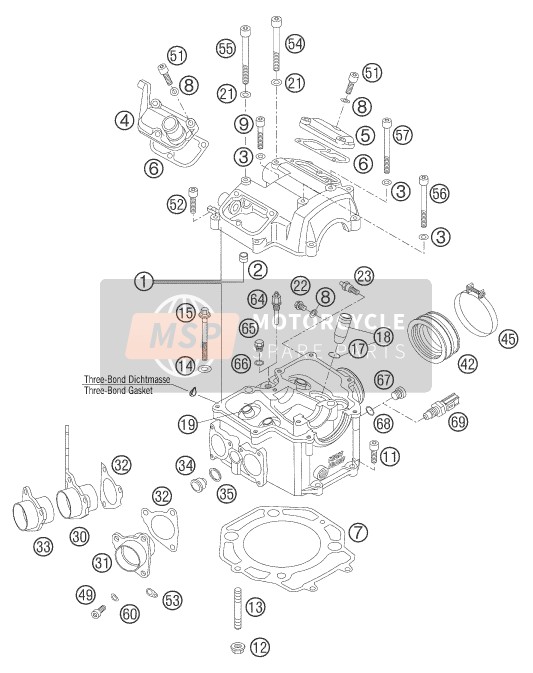 KTM 640 ADVENTURE AU, GB 2005 Cylinder Head for a 2005 KTM 640 ADVENTURE AU, GB