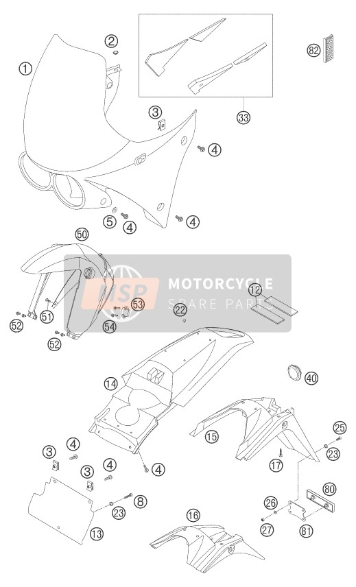 KTM 640 ADVENTURE AU, GB 2005 Mask, Fenders for a 2005 KTM 640 ADVENTURE AU, GB