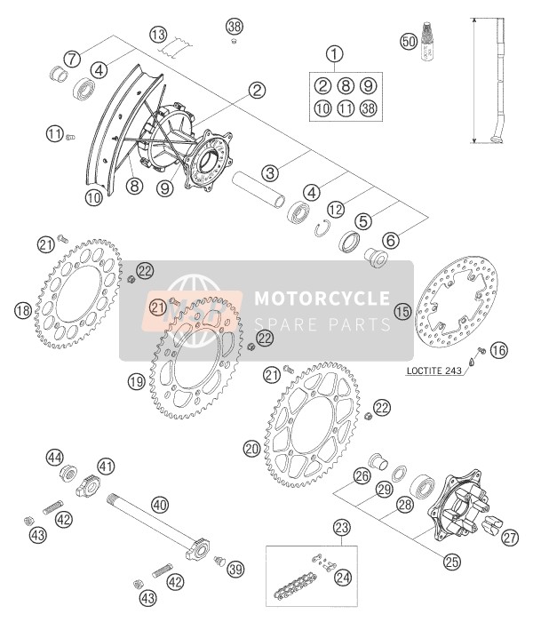 KTM 640 ADVENTURE USA 2005 Hinterrad für ein 2005 KTM 640 ADVENTURE USA