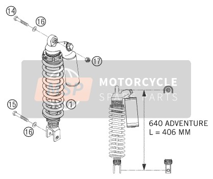 KTM 640 ADVENTURE Europe 2005 Shock Absorber for a 2005 KTM 640 ADVENTURE Europe