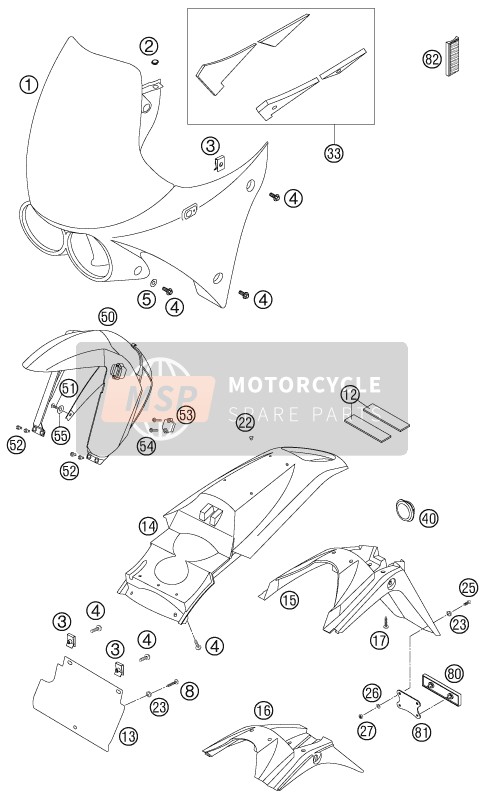 KTM 640 ADVENTURE AU, GB 2007 Mask, Fenders for a 2007 KTM 640 ADVENTURE AU, GB