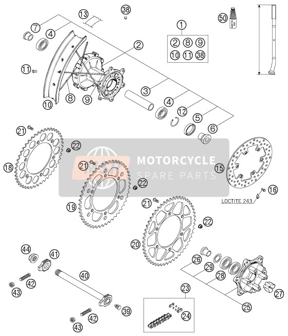 KTM 640 ADVENTURE AU, GB 2007 Rear Wheel for a 2007 KTM 640 ADVENTURE AU, GB