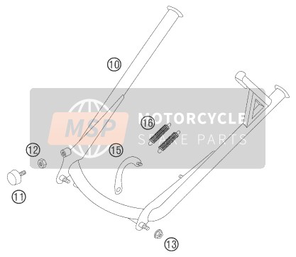 KTM 640 ADVENTURE AU, GB 2007 Côté / Béquille centrale pour un 2007 KTM 640 ADVENTURE AU, GB