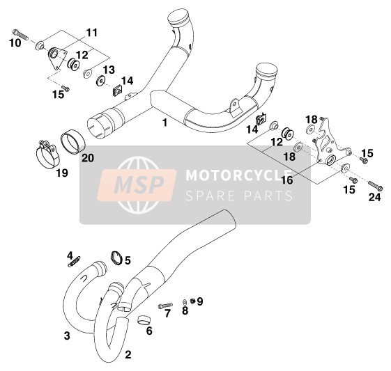 KTM 640 DUKE II LIME Europe 1999 Exhaust System for a 1999 KTM 640 DUKE II LIME Europe