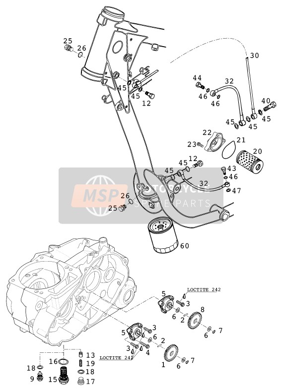 KTM 640 DUKE II USA 2000 Lubricating System for a 2000 KTM 640 DUKE II USA