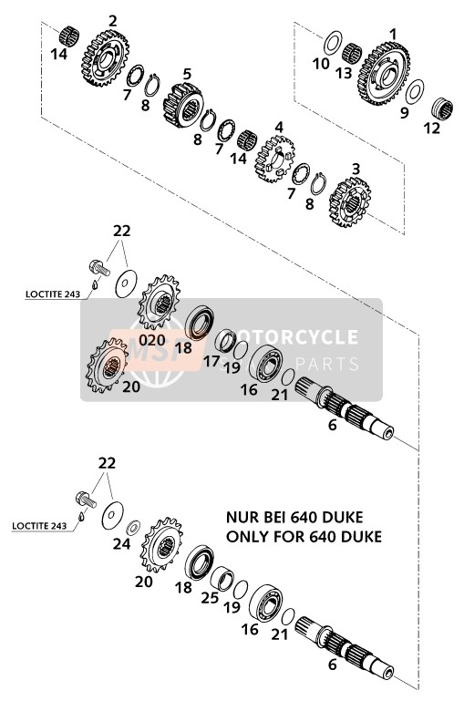 KTM 640 DUKE II USA 2000 Transmission II - Counter Shaft for a 2000 KTM 640 DUKE II USA