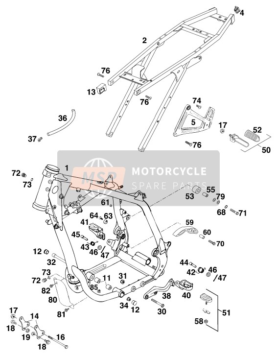 KTM 640 DUKE II - LIME USA 2000 Telaio per un 2000 KTM 640 DUKE II - LIME USA