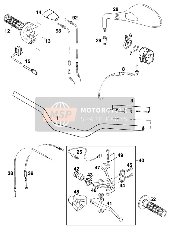 KTM 640 DUKE II - LIME USA 2000 Stuur, Besturing voor een 2000 KTM 640 DUKE II - LIME USA