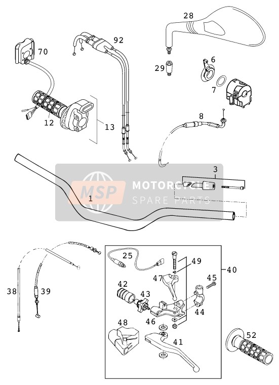 KTM 640 DUKE II Europe 2000 Handlebar, Controls for a 2000 KTM 640 DUKE II Europe