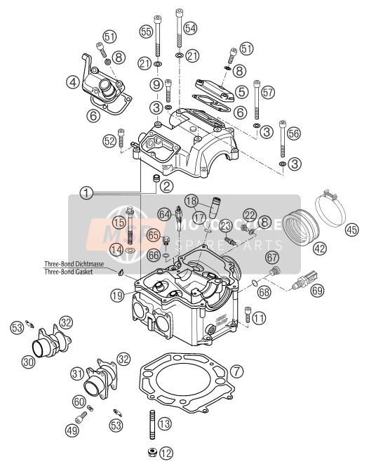 KTM 640 DUKE II BLACK GB 2003 Cylinder Head for a 2003 KTM 640 DUKE II BLACK GB