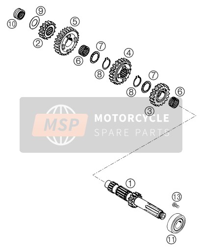 KTM 640 DUKE II BLACK Europe 2003 Transmission I - Main Shaft for a 2003 KTM 640 DUKE II BLACK Europe