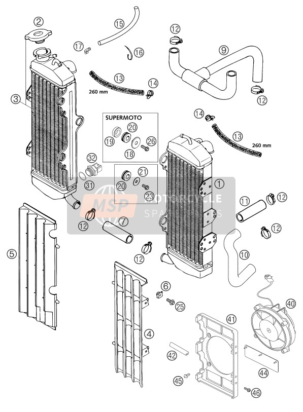 KTM 640 DUKE II BLACK GB 2004 Cooling System for a 2004 KTM 640 DUKE II BLACK GB