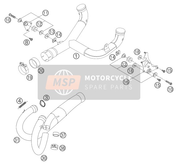 KTM 640 DUKE II BLACK GB 2004 Système d'échappement pour un 2004 KTM 640 DUKE II BLACK GB