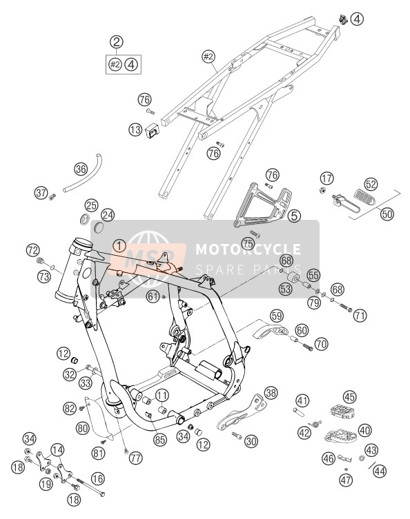 KTM 640 DUKE II BLACK Europe 2004 Frame for a 2004 KTM 640 DUKE II BLACK Europe