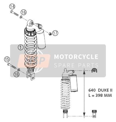 KTM 640 DUKE II BLACK GB 2004 Shock Absorber for a 2004 KTM 640 DUKE II BLACK GB