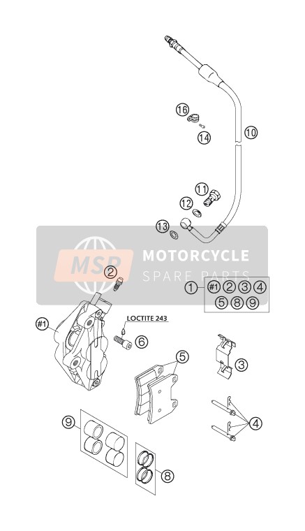 KTM 640 DUKE II BLACK Europe 2005 Front Brake Caliper for a 2005 KTM 640 DUKE II BLACK Europe