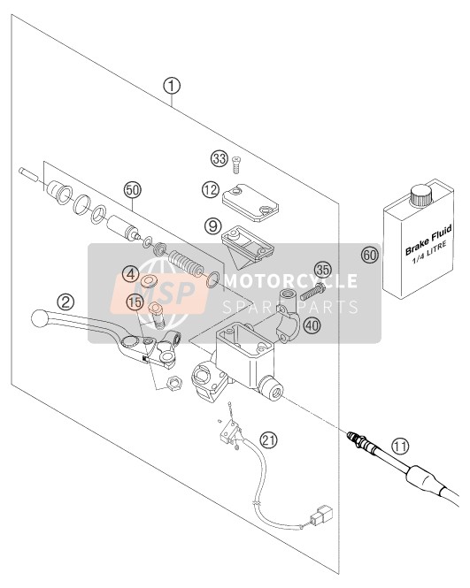 KTM 640 DUKE II BLACK Europe 2005 Front Brake Control for a 2005 KTM 640 DUKE II BLACK Europe