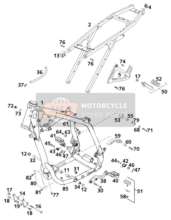 KTM 640 DUKE II DUKE ROT Europe 2001 Telaio per un 2001 KTM 640 DUKE II DUKE ROT Europe