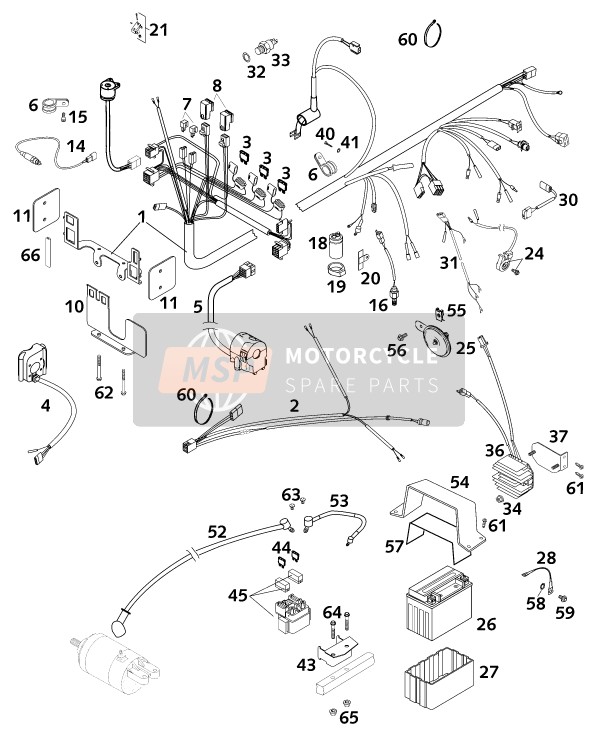 KTM 640 DUKE II LIME Europe 2001 Wiring Harness for a 2001 KTM 640 DUKE II LIME Europe