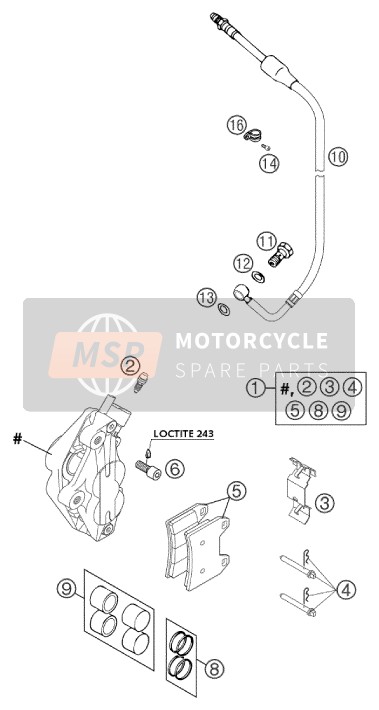 KTM 640 DUKE II ORANGE Australia 2002 Front Brake Caliper for a 2002 KTM 640 DUKE II ORANGE Australia