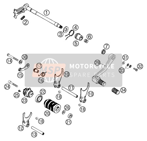 KTM 640 DUKE II ORANGE GB 2002 Shifting Mechanism for a 2002 KTM 640 DUKE II ORANGE GB