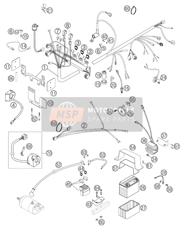 KTM 640 DUKE II ORANGE Europe 2002 Wiring Harness for a 2002 KTM 640 DUKE II ORANGE Europe