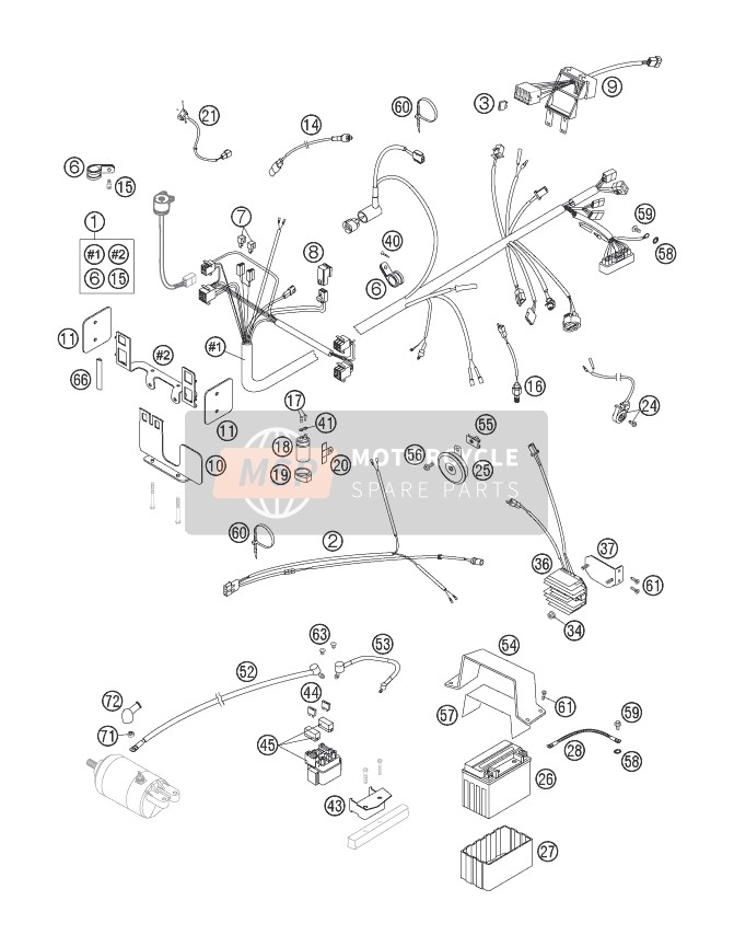 KTM 640 DUKE II RED Europe 2005 Wiring Harness for a 2005 KTM 640 DUKE II RED Europe