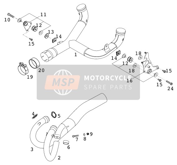 KTM 640 DUKE II ROT USA 2001 Sistema de escape para un 2001 KTM 640 DUKE II ROT USA