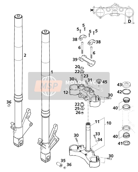 KTM 640 DUKE II ROT USA 2001 Front Fork Disassembled for a 2001 KTM 640 DUKE II ROT USA