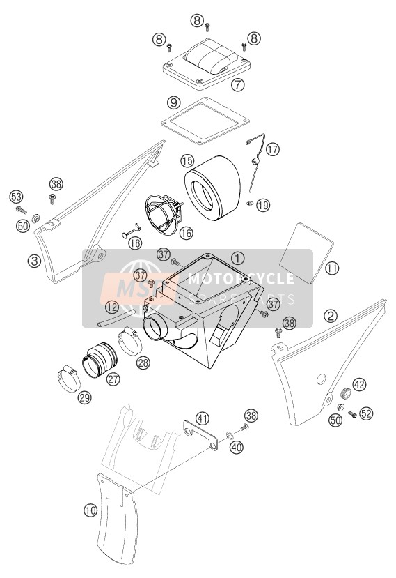 KTM 640 DUKE II YELLOW GB 2004 Luftfilter für ein 2004 KTM 640 DUKE II YELLOW GB