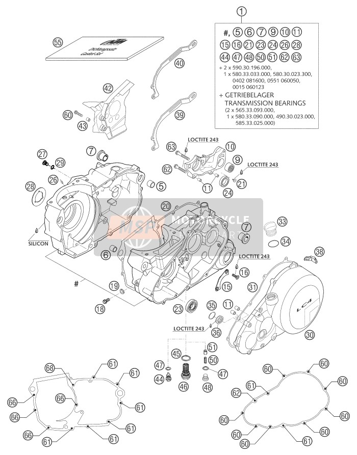 KTM 640 DUKE II YELLOW Europe 2004 Engine Case for a 2004 KTM 640 DUKE II YELLOW Europe