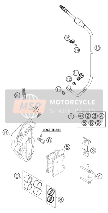 KTM 640 DUKE II YELLOW GB 2004 Étrier de frein avant pour un 2004 KTM 640 DUKE II YELLOW GB