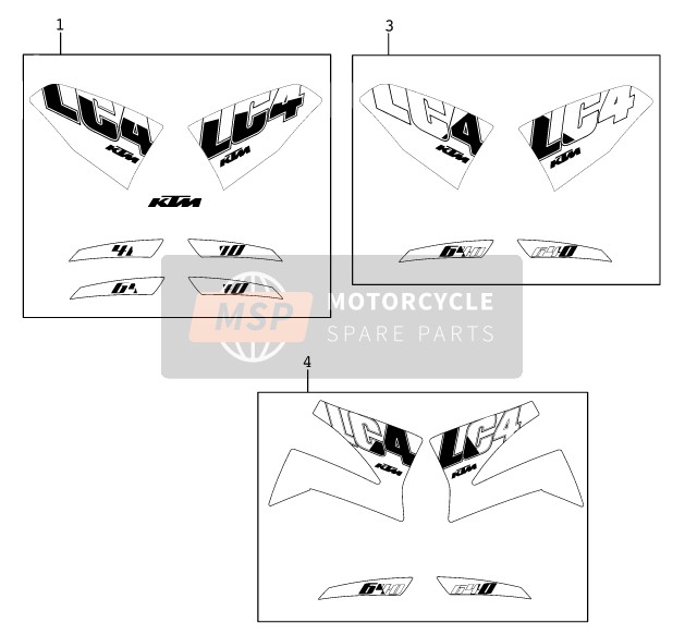 KTM 640 LC4-E Europe (2) 2000 Decal for a 2000 KTM 640 LC4-E Europe (2)