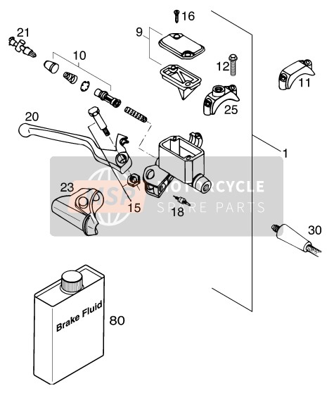 KTM 640 LC4-E Europe 2000 Front Brake Control for a 2000 KTM 640 LC4-E Europe