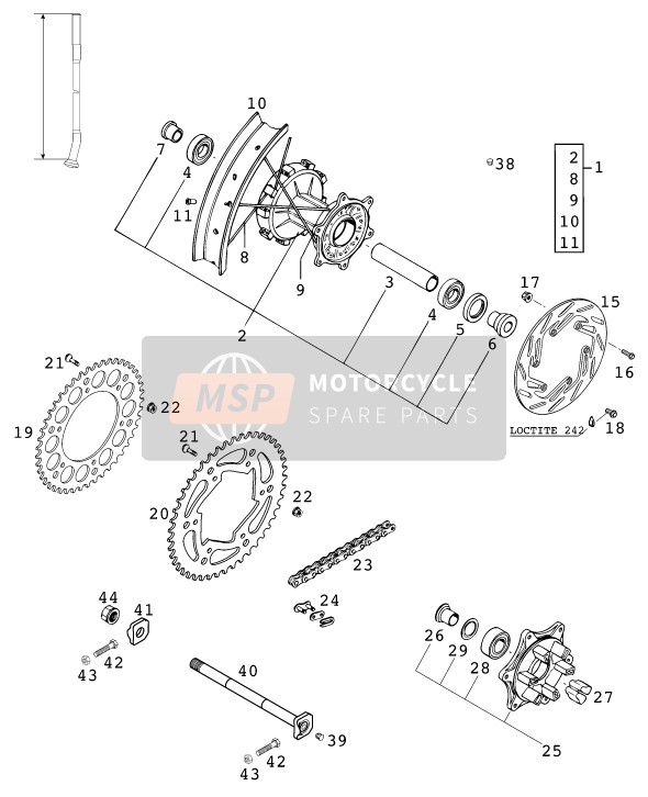 KTM 640 LC4-E Europe 2000 Rueda trasera para un 2000 KTM 640 LC4-E Europe