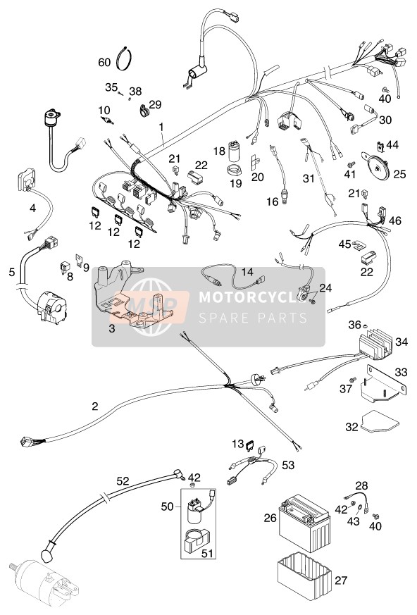 KTM 640 LC4-E Europe 2000 Wiring Harness for a 2000 KTM 640 LC4-E Europe