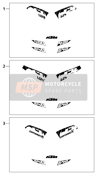 KTM 640 LC4-E Europe 2001 Decal for a 2001 KTM 640 LC4-E Europe