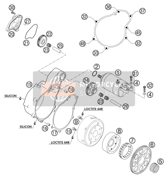 KTM 640 LC4-E ORANGE 18L Europe 2002 Elektrischer Anlasser für ein 2002 KTM 640 LC4-E ORANGE 18L Europe