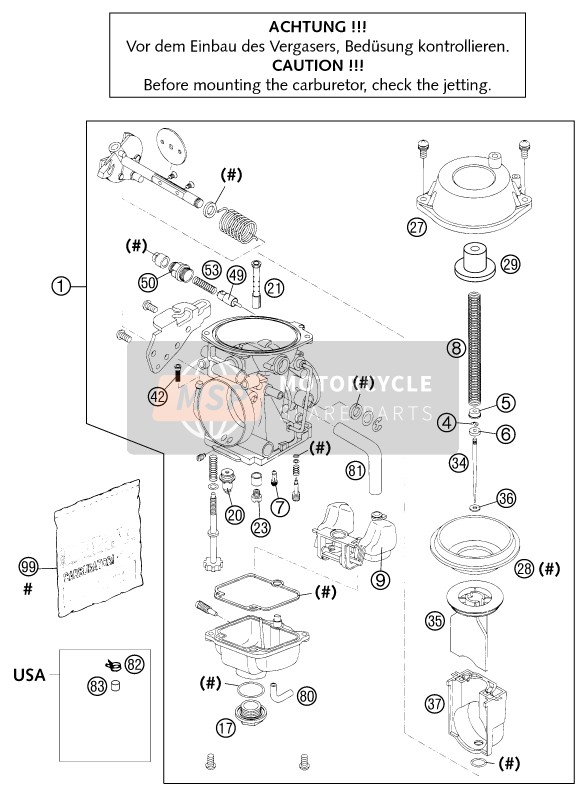 KTM 640 LC4-E ROT Europe (2) 2002 Carburettor for a 2002 KTM 640 LC4-E ROT Europe (2)