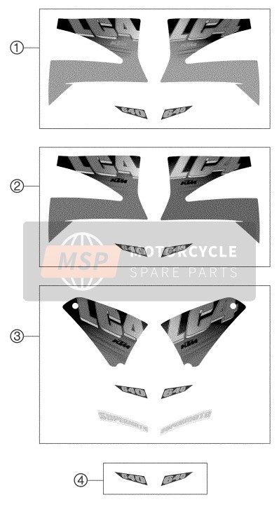KTM 640 LC4-E ROT Europe (2) 2002 Calcomanía para un 2002 KTM 640 LC4-E ROT Europe (2)